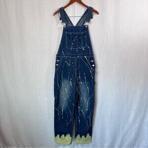 Kate Hewko NWT Paint Splatter Denim Blue Jean Overalls Size S